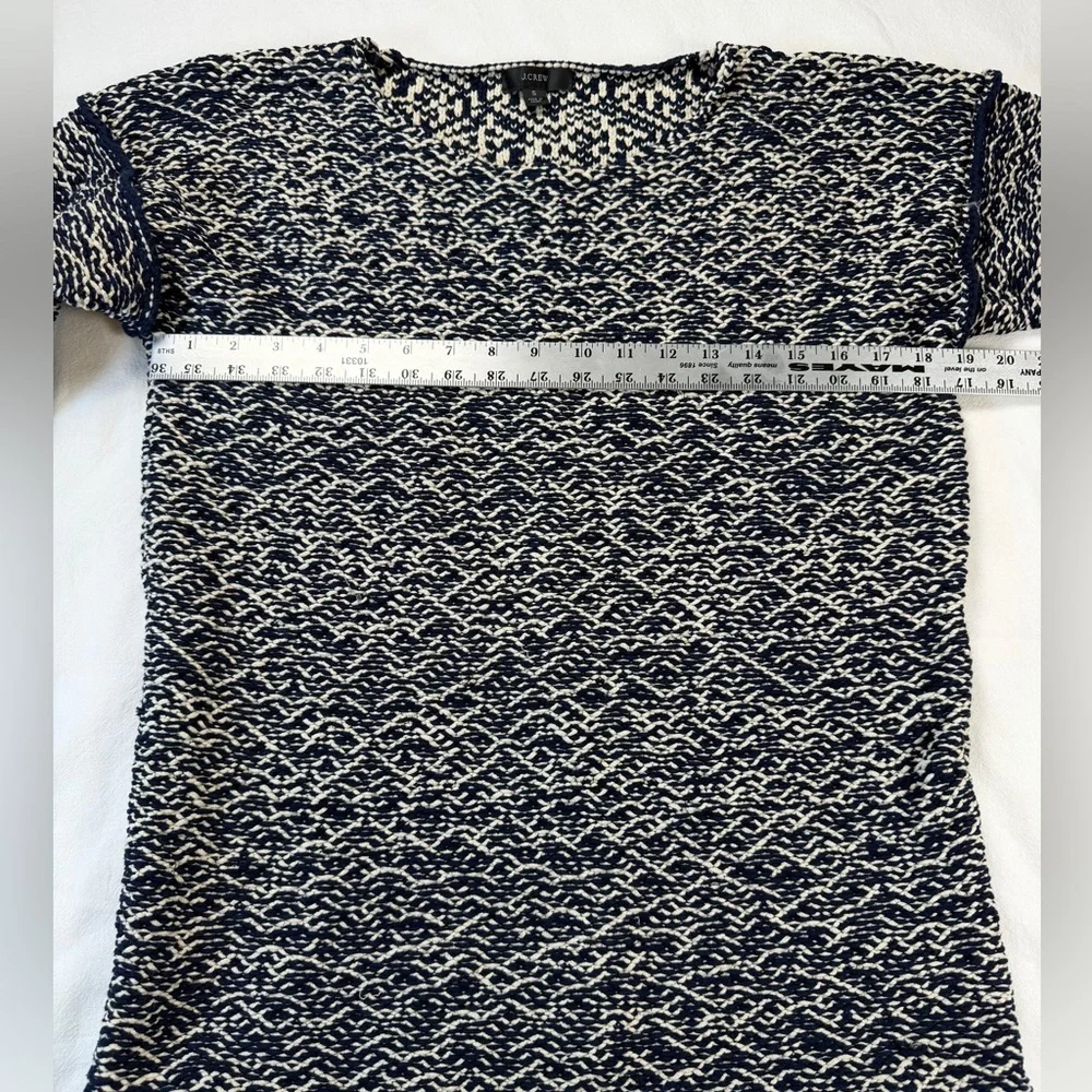 J. Crew Relaxed Wide Neck Knit Sweater Navy and White Size Small